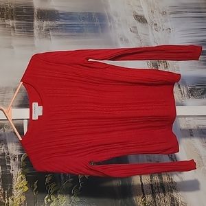 Sag Harbor Womens Medium Petite red acrylic knit long sleeve sweater